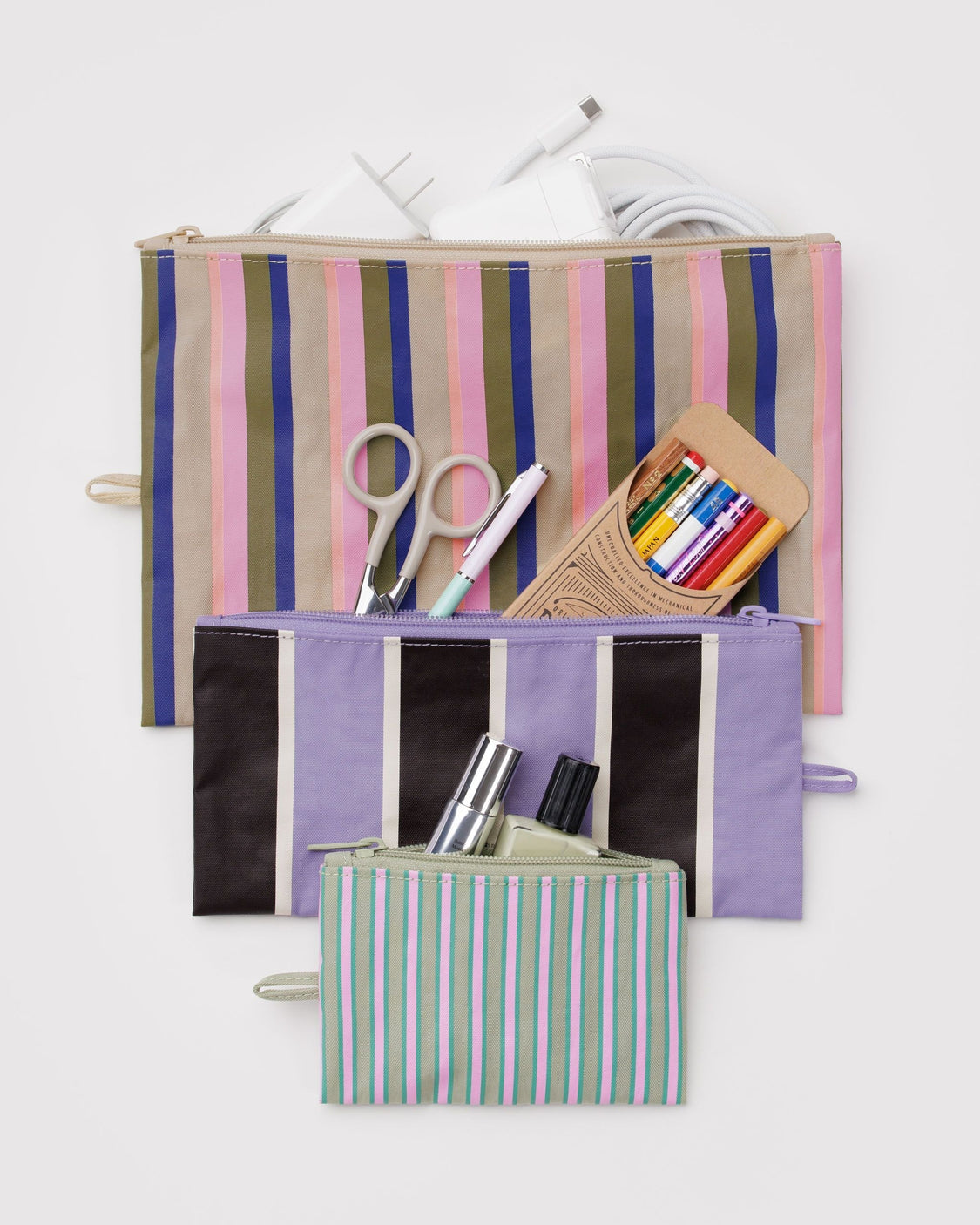 Flat Pouch Set - Candy Shop Stripes - Essential Pocket Storage