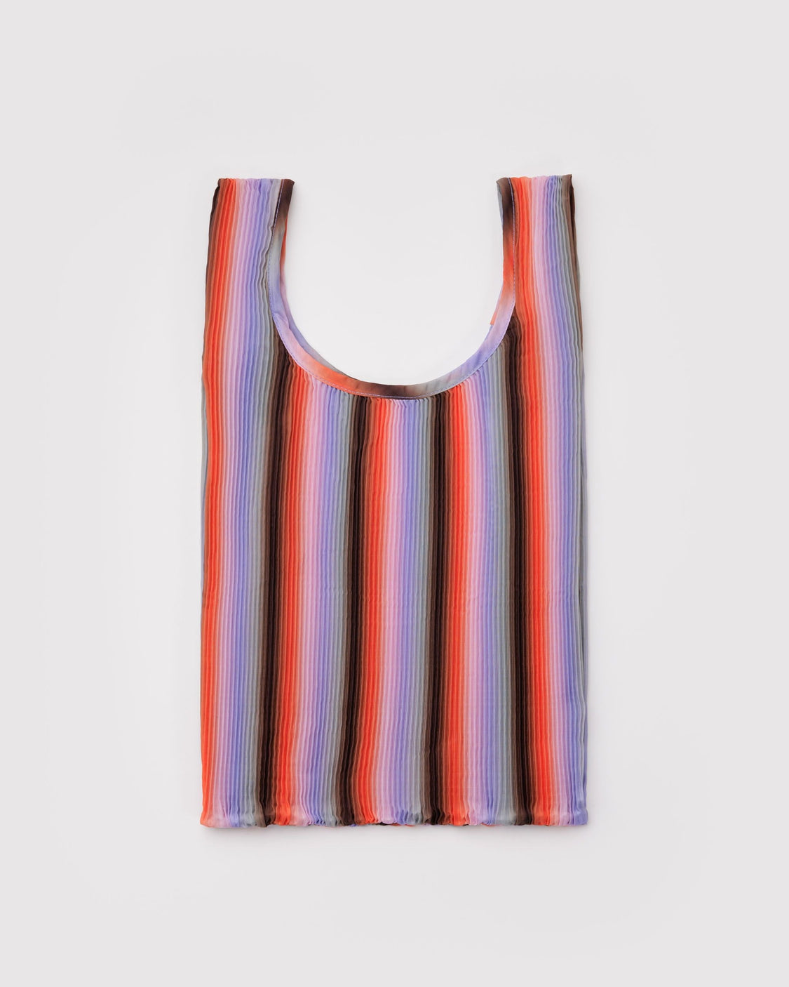 Pleated Baggu - Gradient Stripe Poppy & Lilac - Clean Foldaway Tote