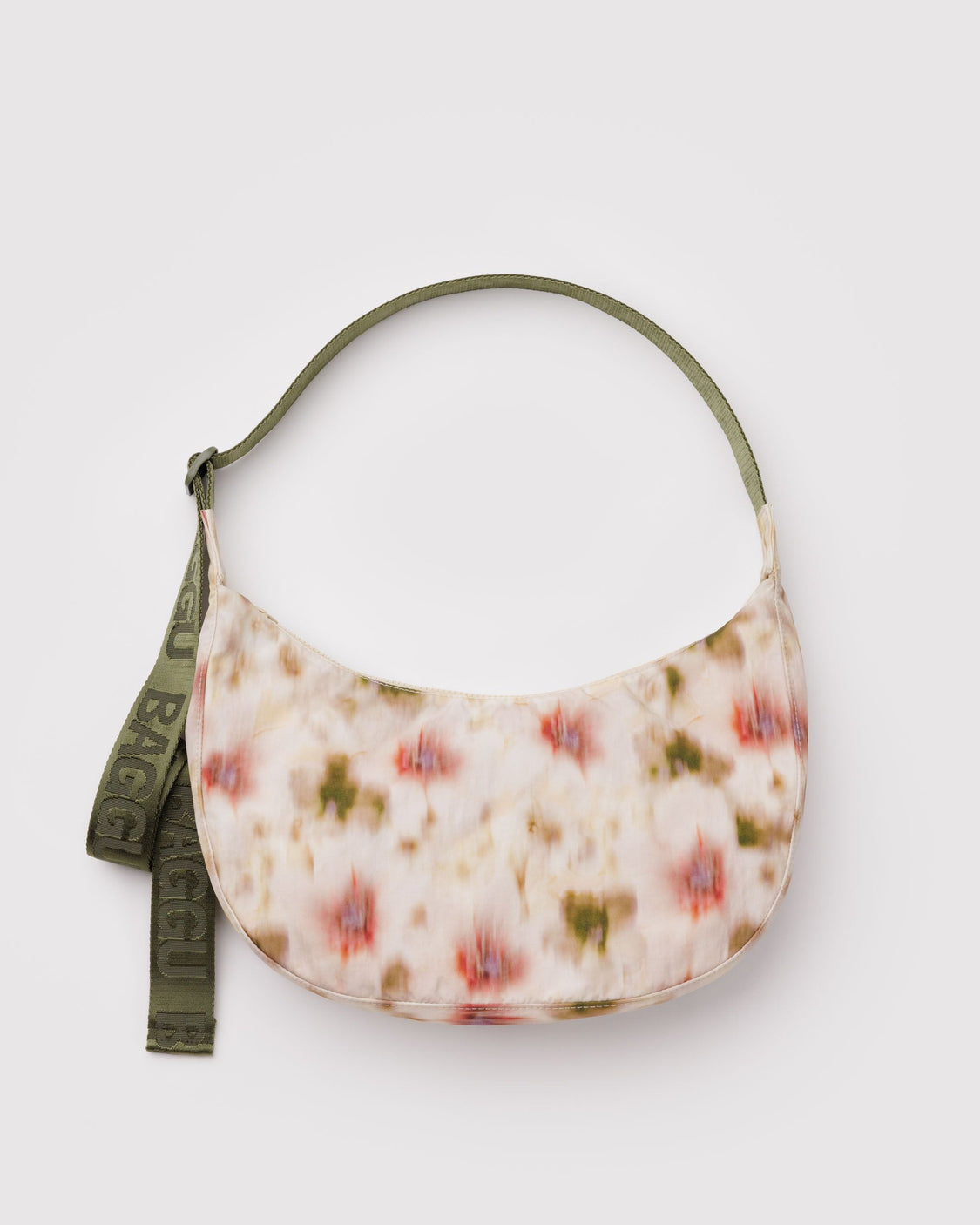 Medium Nylon Crescent Bag - Abstract Floral - Soft Street Carry